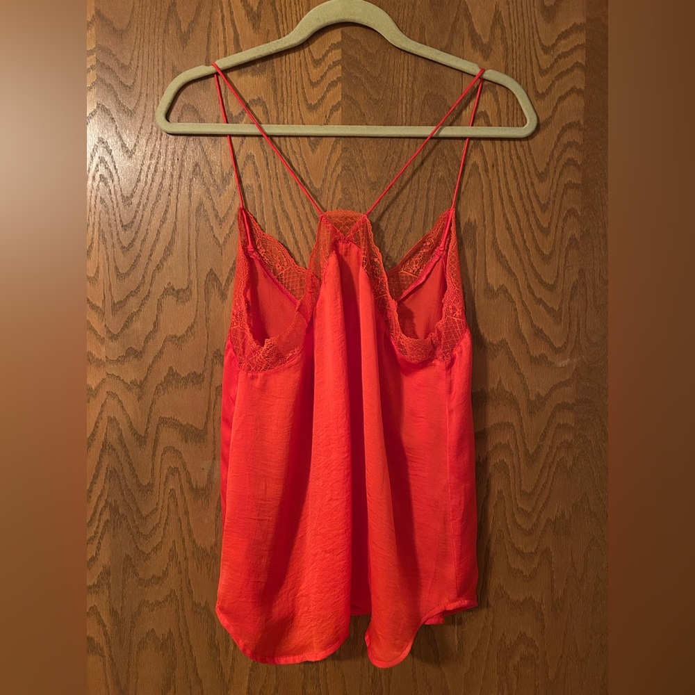 FAVLUX Red Lace Trim Spaghetti Strap Camisole Tank Top - Picture 2 of 5